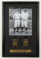 Babe Ruth & Lou Gehrig Yankees Custom Framed Photo Display with (2) 23kt Gold Trading Cards & Murders Row Plaque at PristineAuction.com