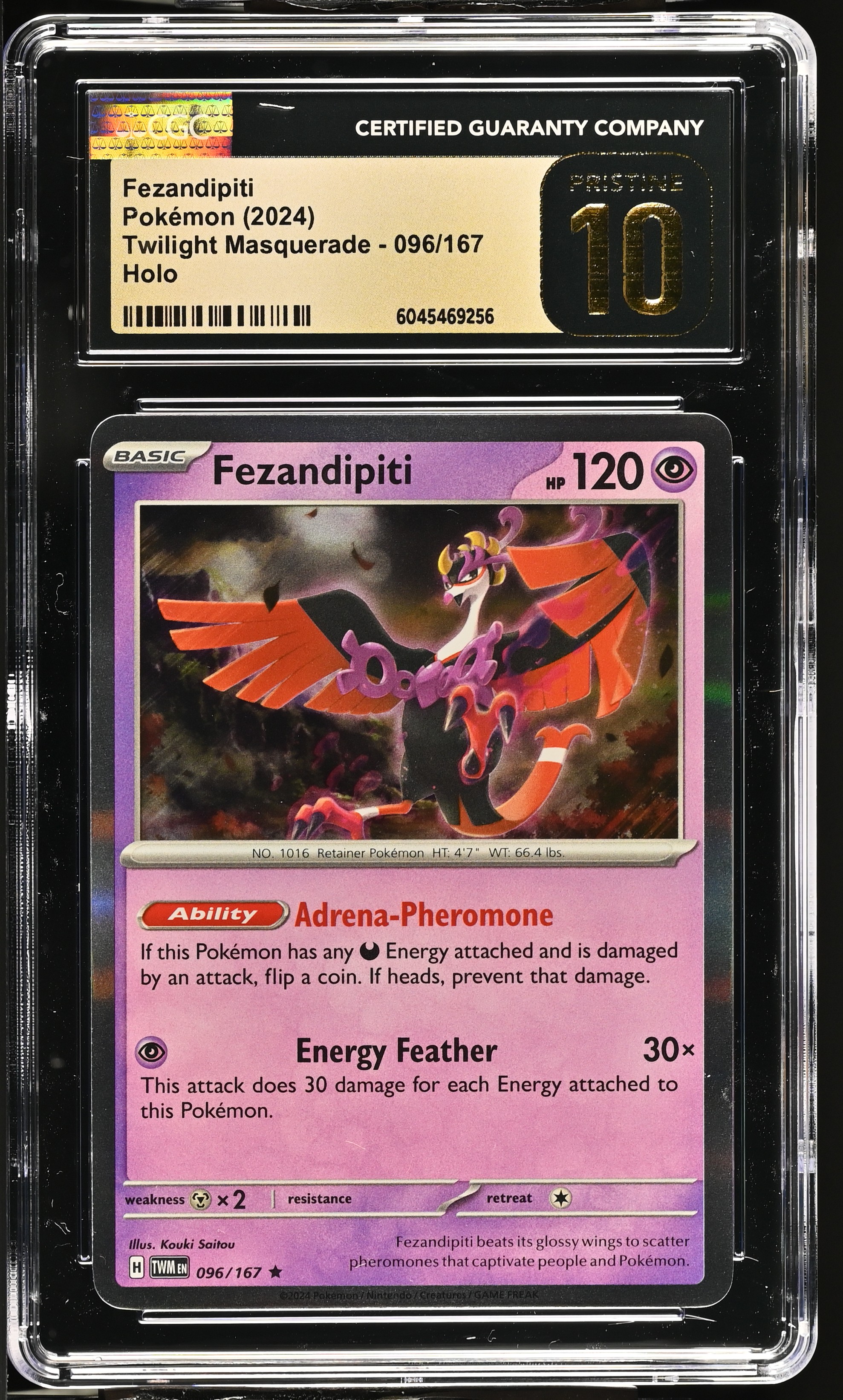 Fezandipiti 2024 Pokemon Twilight Masquerade #096/167 (CGC PRISTINE 10 | Black Label) at PristineAuction.com Fezandipiti 2024 Pokemon Twilight Masquerade #096/167 (CGC PRISTINE 10 | Black Label) at PristineAuction.com