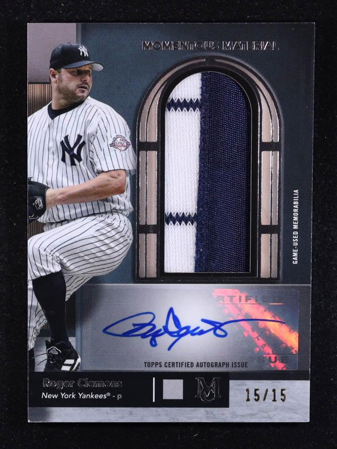 Roger Clemens 2024 Topps Museum Collection Momentous Material Jumbo Patch Autographs #MMJPARC #15/15 at PristineAuction.com Roger Clemens 2024 Topps Museum Collection Momentous Material Jumbo Patch Autographs #MMJPARC #15/15 at PristineAuction.com