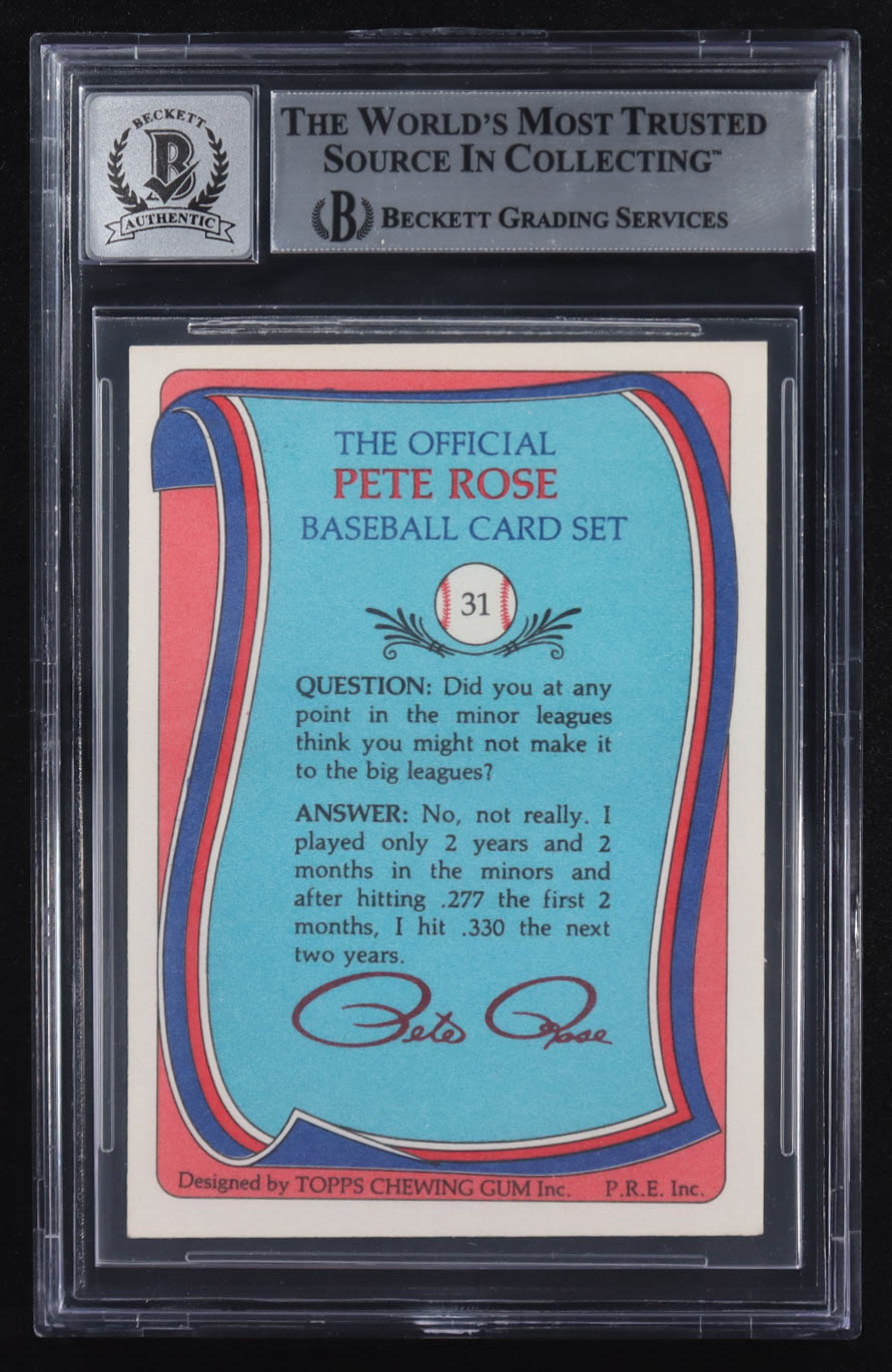 Pete Rose Signed 1985 Topps Rose #31 (Might not make it) (BGS | Autograph Graded 10) at PristineAuction.com Pete Rose Signed 1985 Topps Rose #31 (Might not make it) (BGS | Autograph Graded 10) at PristineAuction.com