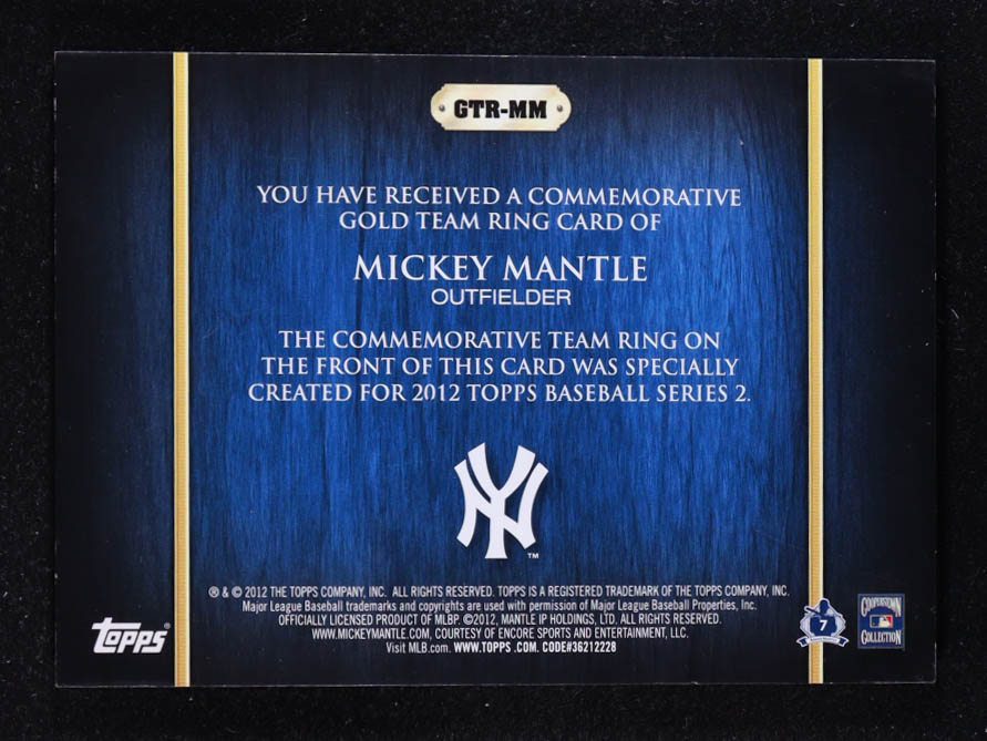 Mickey Mantle 2012 Topps Team Rings #MM at PristineAuction.com Mickey Mantle 2012 Topps Team Rings #MM at PristineAuction.com