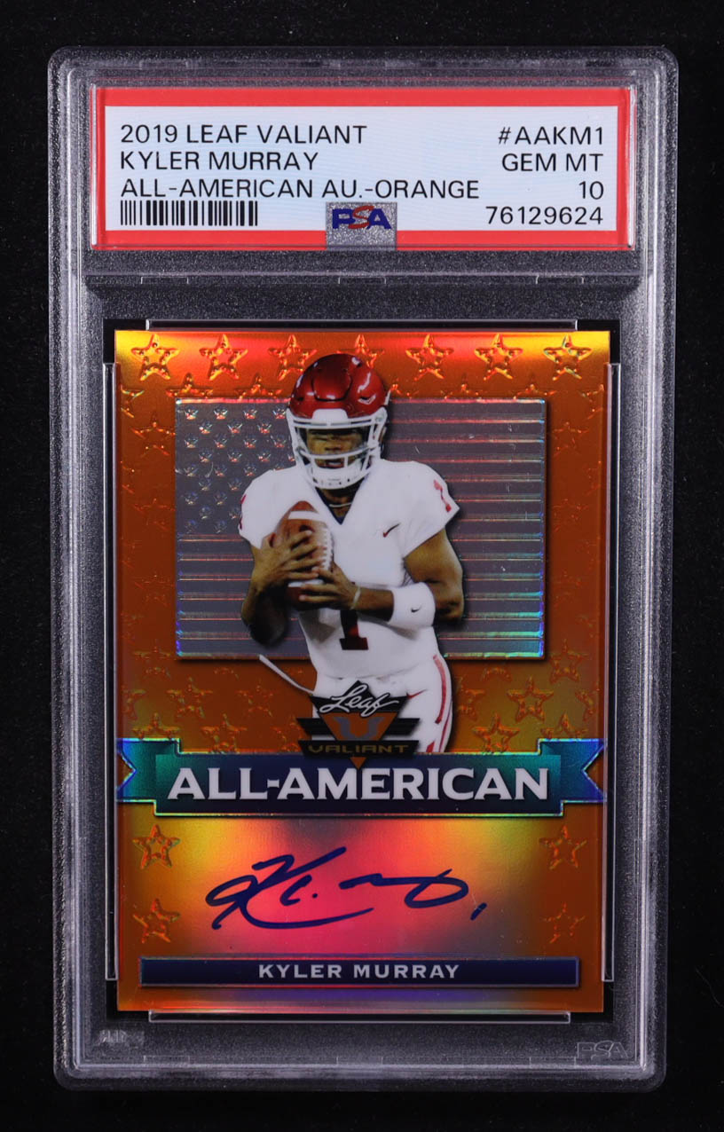 Kyler Murray 2019 Leaf Valiant All American Orange #AAKM1 RC #9/50 (PSA 10) at PristineAuction.com Kyler Murray 2019 Leaf Valiant All American Orange #AAKM1 RC #9/50 (PSA 10) at PristineAuction.com