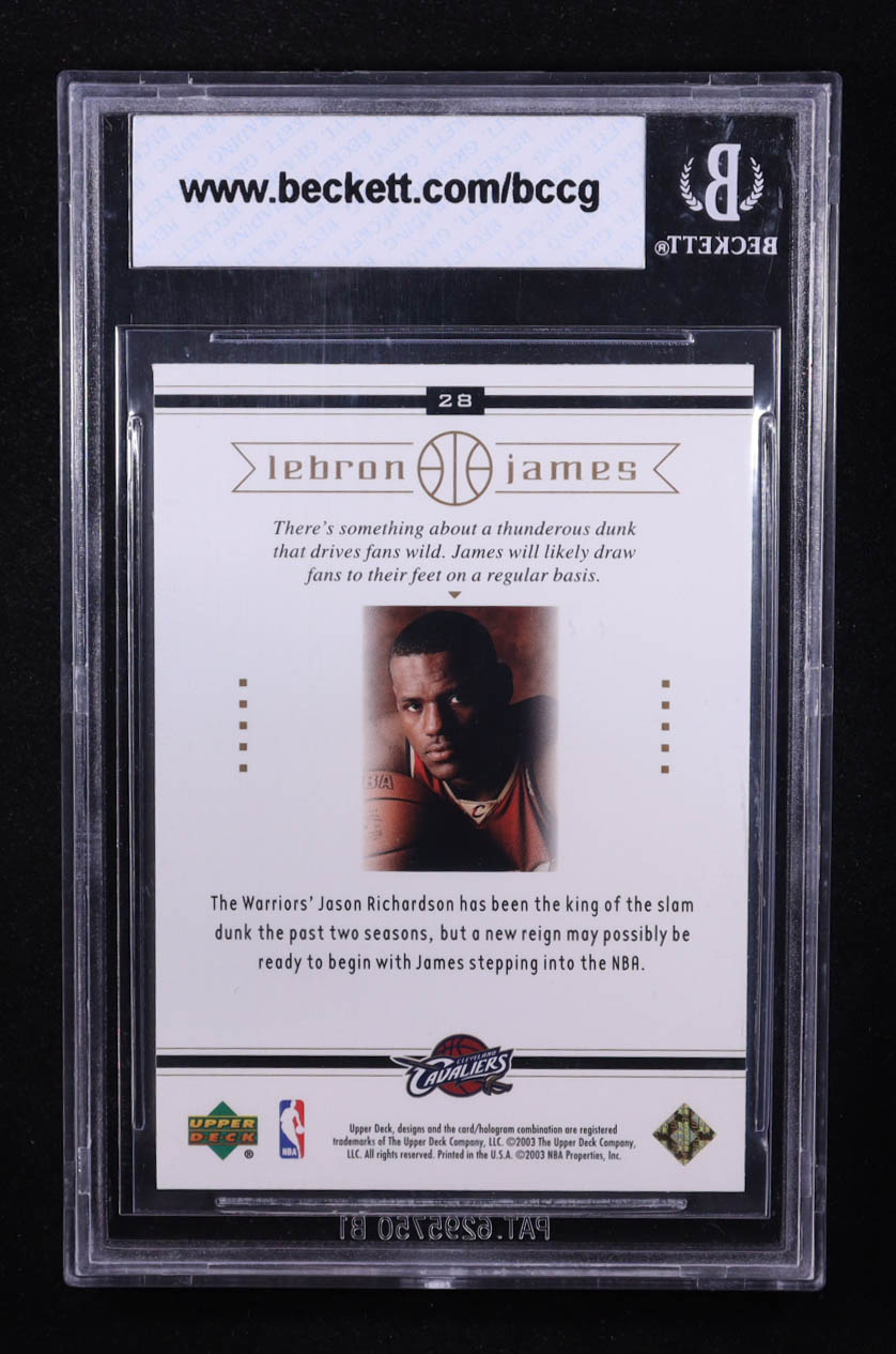 LeBron James 2003 Upper Deck LeBron James Box Set #28 New Reign RC (BCCG 10) at PristineAuction.com LeBron James 2003 Upper Deck LeBron James Box Set #28 New Reign RC (BCCG 10) at PristineAuction.com