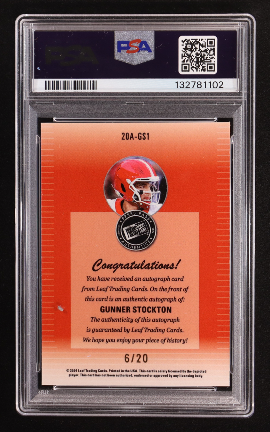 Gunner Stockton 2024 Leaf Collective Press Pass '00 Light Blue Shimmer Auto #20A-GS1 RC #6/20 (PSA 8 | Autograph Graded PSA 10) at PristineAuction.com Gunner Stockton 2024 Leaf Collective Press Pass '00 Light Blue Shimmer Auto #20A-GS1 RC #6/20 (PSA 8 | Autograph Graded PSA 10) at PristineAuction.com