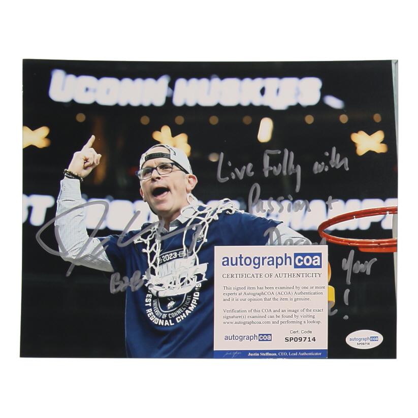 Dan Hurley Signed UConn Huskies 8x10 Photo Inscribed "B2B!" with Extensive Inspirational Inscription (ACOA) at PristineAuction.com Dan Hurley Signed UConn Huskies 8x10 Photo Inscribed "B2B!" with Extensive Inspirational Inscription (ACOA) at PristineAuction.com