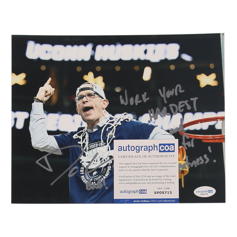 Dan Hurley Signed UConn Huskies 8x10 Photo Inscribed "B2B!" with Extensive Inspirational Inscription (ACOA) at PristineAuction.com Dan Hurley Signed UConn Huskies 8x10 Photo Inscribed "B2B!" with Extensive Inspirational Inscription (ACOA) at PristineAuction.com