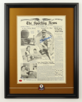 Stan Musial Signed Cardinals 1943 "The Sporting News" Newspaper Article with 1946 World Series Pin (PSA & Musial) at PristineAuction.com
