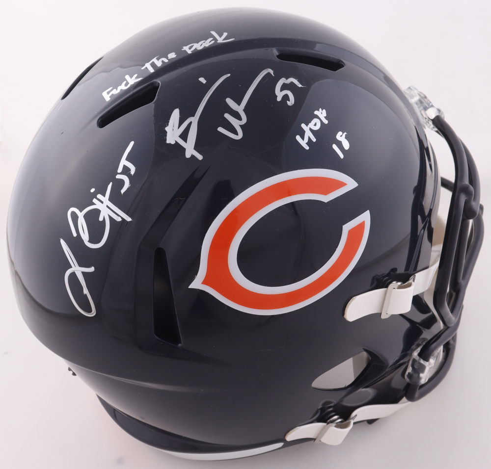 Brian Urlacher & Lance Briggs Signed Bears Full-Size Speed Helmet Inscribed "F*** the Pack" & "HOF 18" (JSA) at PristineAuction.com Brian Urlacher & Lance Briggs Signed Bears Full-Size Speed Helmet Inscribed "F*** the Pack" & "HOF 18" (JSA) at PristineAuction.com