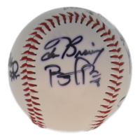 Brandon Phillips, Jeff Keppinger & Tom Browning Signed Mr. Red Legs Logo Baseball (JSA) at PristineAuction.com