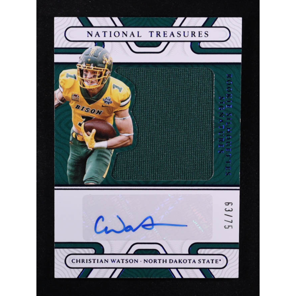 Christian Watson 2022 Panini National Treasures Collegiate Rookie Signatures #RSS-CWA RC #63/75 at PristineAuction.com
