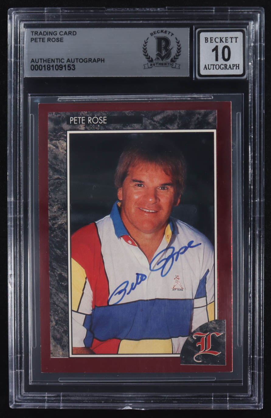 Pete Rose Signed Legends Sports Memorabilia Promo Red Rare #3 (BGS | Autograph Graded 10) at PristineAuction.com Pete Rose Signed Legends Sports Memorabilia Promo Red Rare #3 (BGS | Autograph Graded 10) at PristineAuction.com