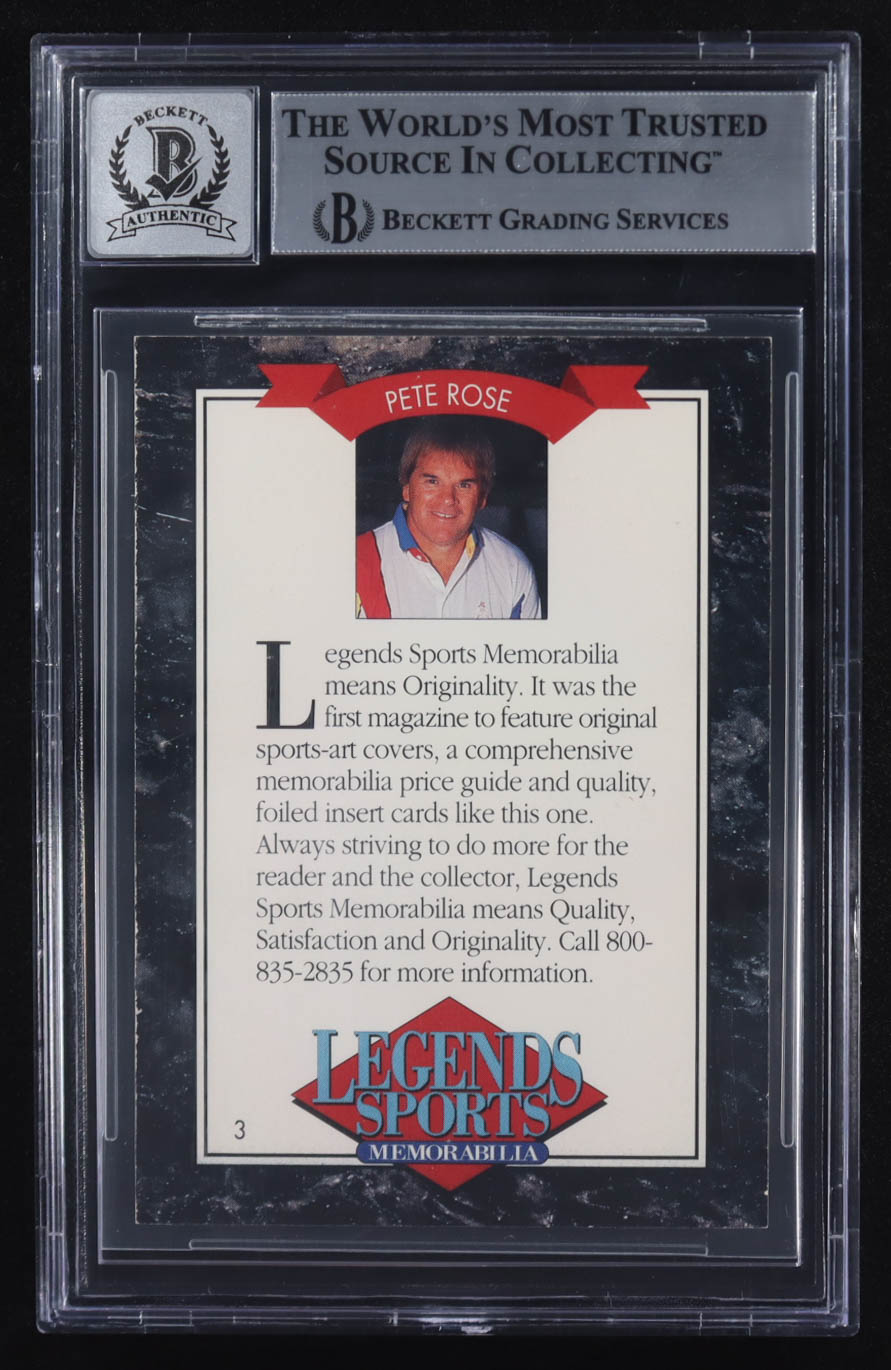 Pete Rose Signed Legends Sports Memorabilia Promo Red Rare #3 (BGS | Autograph Graded 10) at PristineAuction.com Pete Rose Signed Legends Sports Memorabilia Promo Red Rare #3 (BGS | Autograph Graded 10) at PristineAuction.com