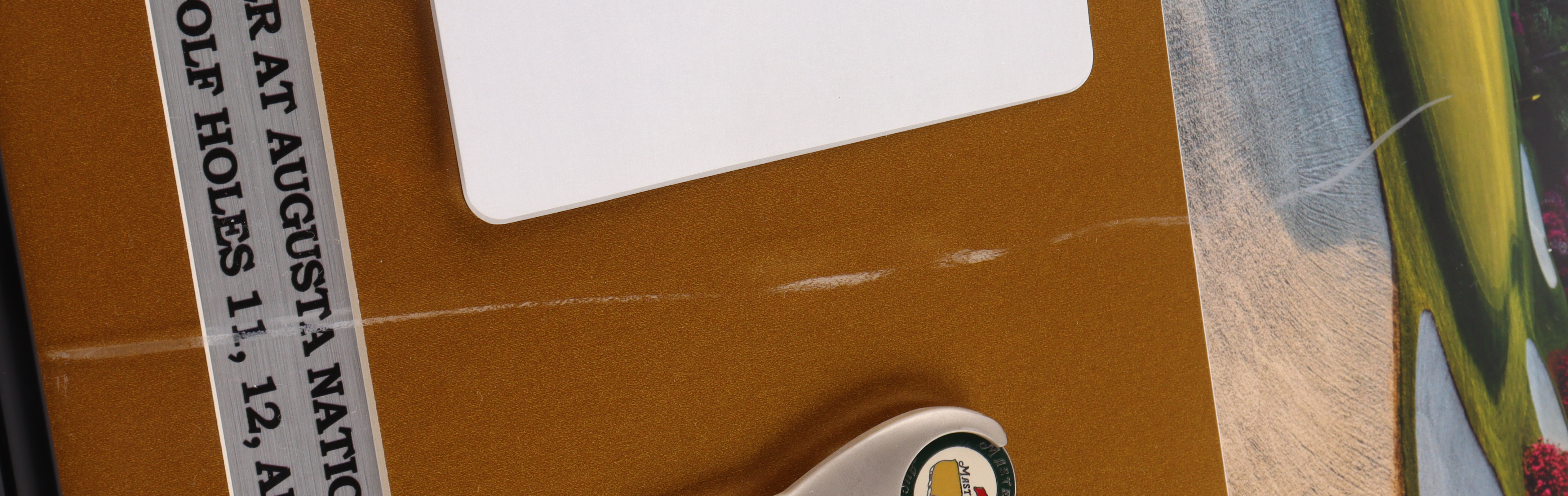 "Amen Corner" Augusta National Custom Framed Photo Display with Masters Tournament Scorecard & Divot Repair Tool at PristineAuction.com "Amen Corner" Augusta National Custom Framed Photo Display with Masters Tournament Scorecard & Divot Repair Tool at PristineAuction.com