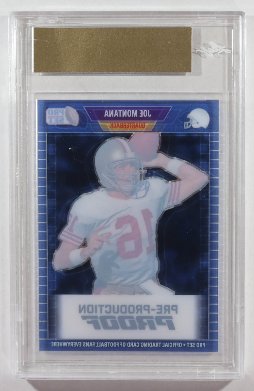 Joe Montana 2024 Leaf Joe Montana Legacy 1989 Pro Set Pre-Production Proof Clear Blue #NNO #1/1 (Leaf) at PristineAuction.com Joe Montana 2024 Leaf Joe Montana Legacy 1989 Pro Set Pre-Production Proof Clear Blue #NNO #1/1 (Leaf) at PristineAuction.com