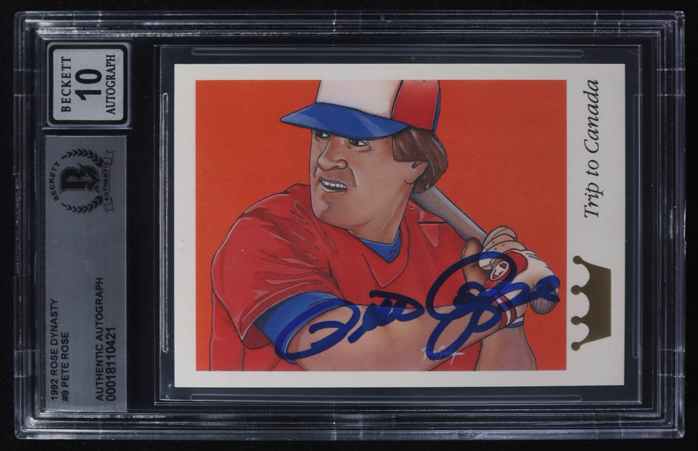 Pete Rose Signed 1992 Rose Dynasty #9 (1984 Trip to Canada) (BGS | Autograph Graded 10) at PristineAuction.com Pete Rose Signed 1992 Rose Dynasty #9 (1984 Trip to Canada) (BGS | Autograph Graded 10) at PristineAuction.com