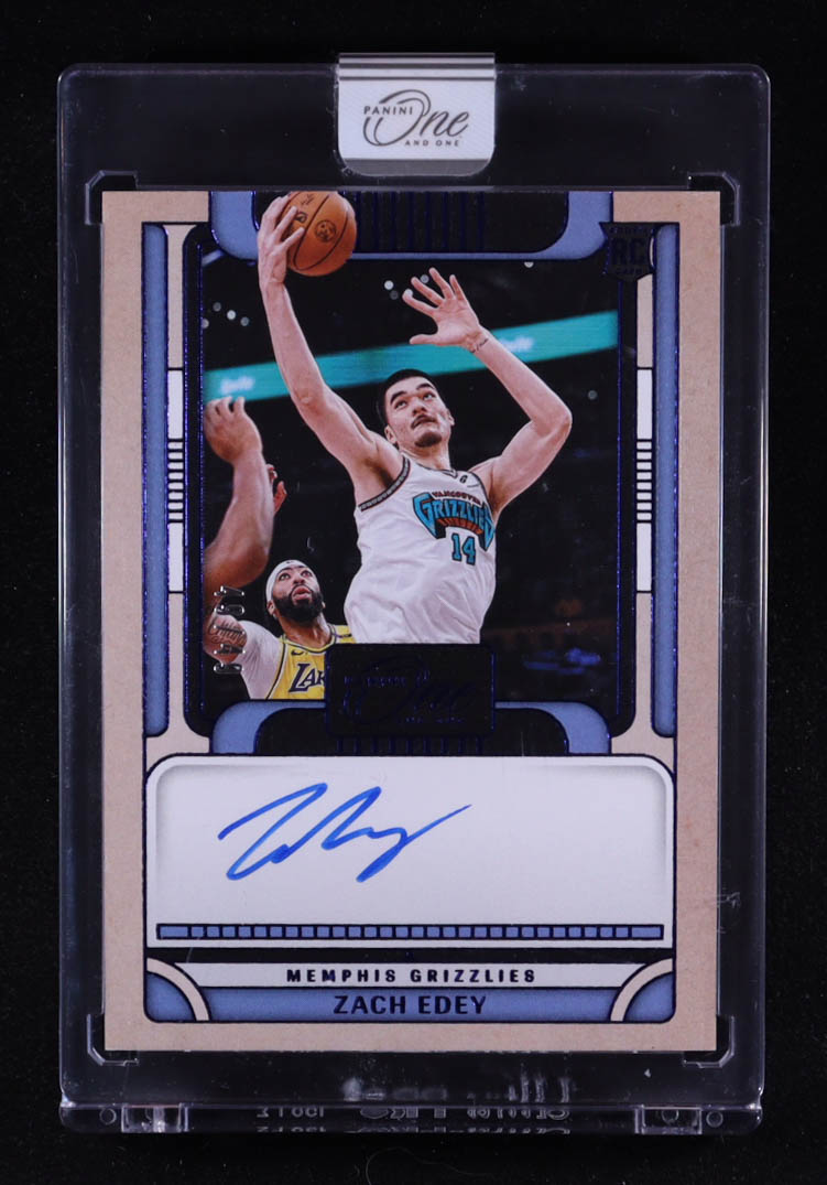 Zach Edey 2024-25 Panini One and One Rookie Autographs Blue #8 #49/49 RC at PristineAuction.com Zach Edey 2024-25 Panini One and One Rookie Autographs Blue #8 #49/49 RC at PristineAuction.com