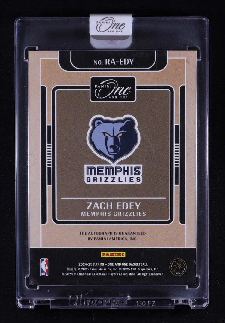 Zach Edey 2024-25 Panini One and One Rookie Autographs Blue #8 #49/49 RC at PristineAuction.com Zach Edey 2024-25 Panini One and One Rookie Autographs Blue #8 #49/49 RC at PristineAuction.com