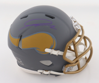 Jordan Addison Signed Vikings Slate Alternate Speed Mini Helmet (JSA) at PristineAuction.com