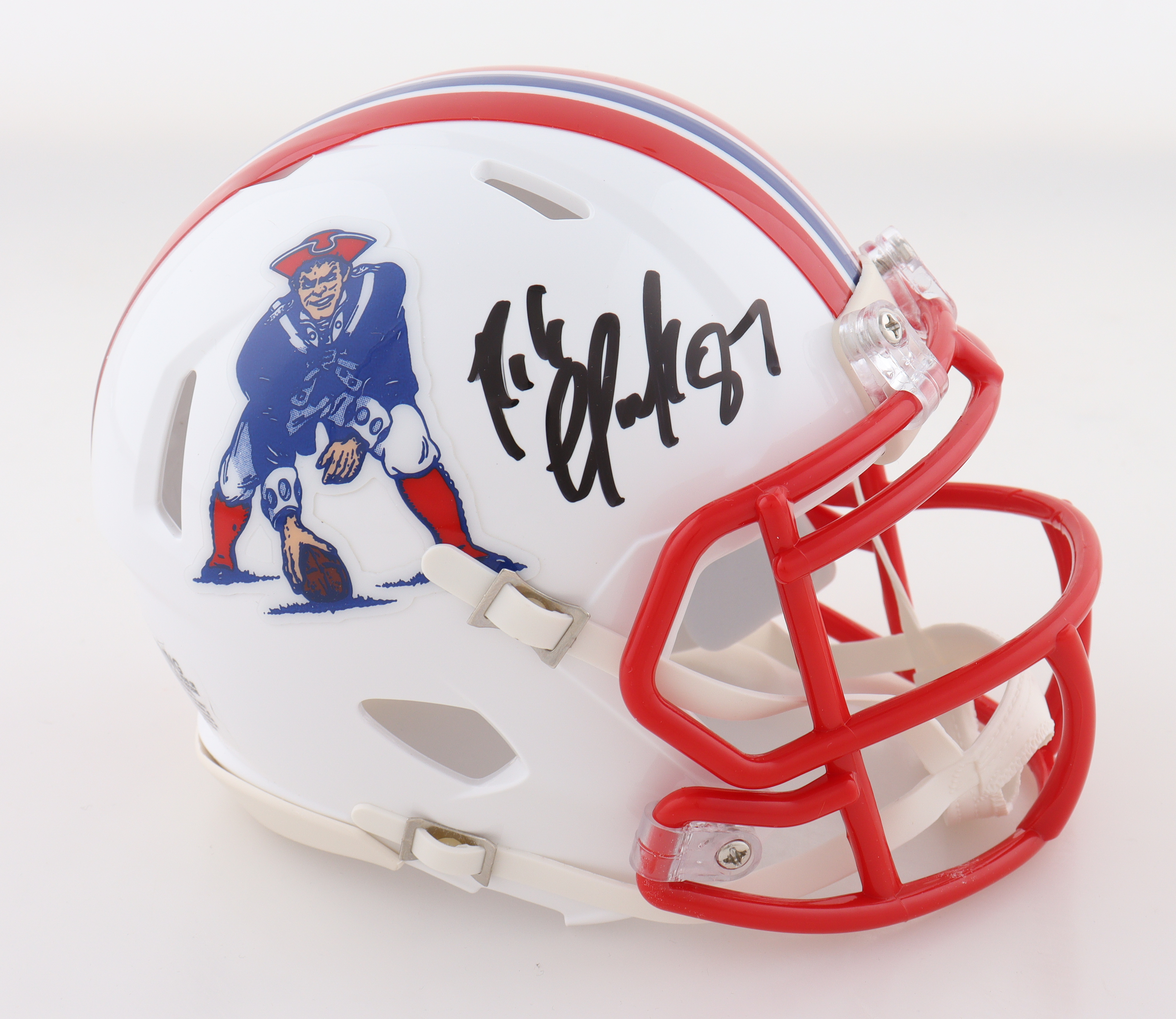 Rob Gronkowski Signed Patriots Throwback Alternate Speed Mini Helmet (Gronkowski) at PristineAuction.com Rob Gronkowski Signed Patriots Throwback Alternate Speed Mini Helmet (Gronkowski) at PristineAuction.com