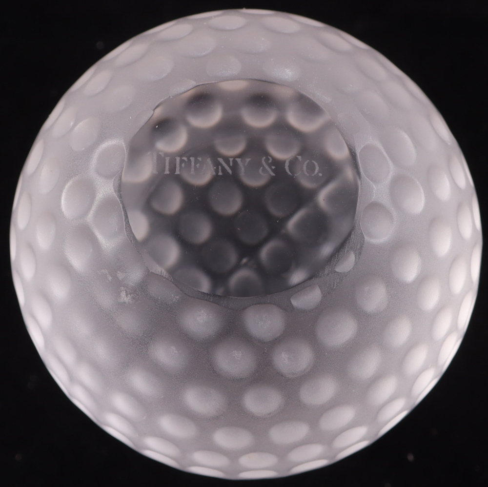 Tiffany & Co. Lead Crystal Golf Ball With Wood & Glass Display Case at PristineAuction.com Tiffany & Co. Lead Crystal Golf Ball With Wood & Glass Display Case at PristineAuction.com