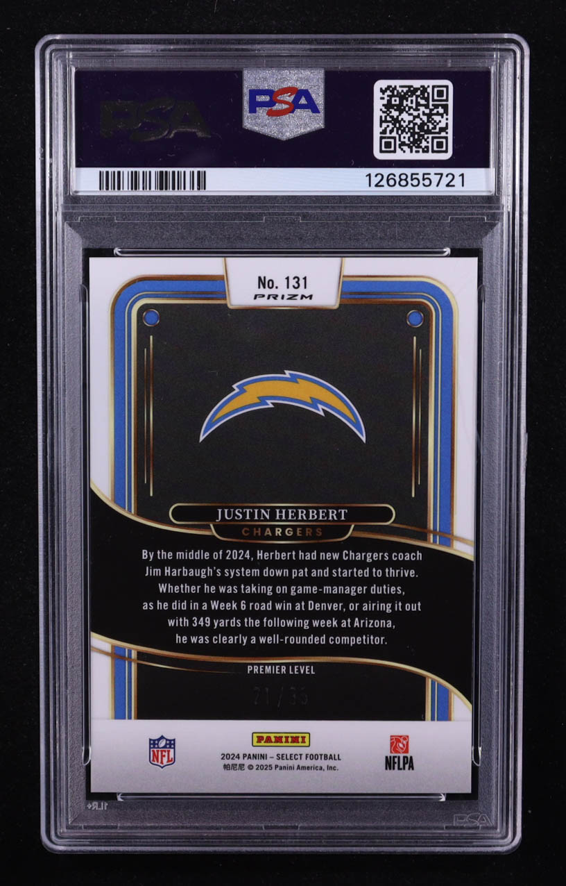 Justin Herbert 2024 Select Prizm White #131 #21/35 (PSA 9) at PristineAuction.com Justin Herbert 2024 Select Prizm White #131 #21/35 (PSA 9) at PristineAuction.com