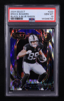 Brock Bowers 2024 Panini Select Club Level Black & Blue Shock #222 RC (PSA 10) at PristineAuction.com