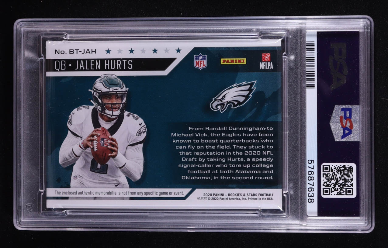 Jalen Hurts 2020 Rookies and Stars Big Time Materials #11 RC #198/199 (PSA 9) at PristineAuction.com Jalen Hurts 2020 Rookies and Stars Big Time Materials #11 RC #198/199 (PSA 9) at PristineAuction.com