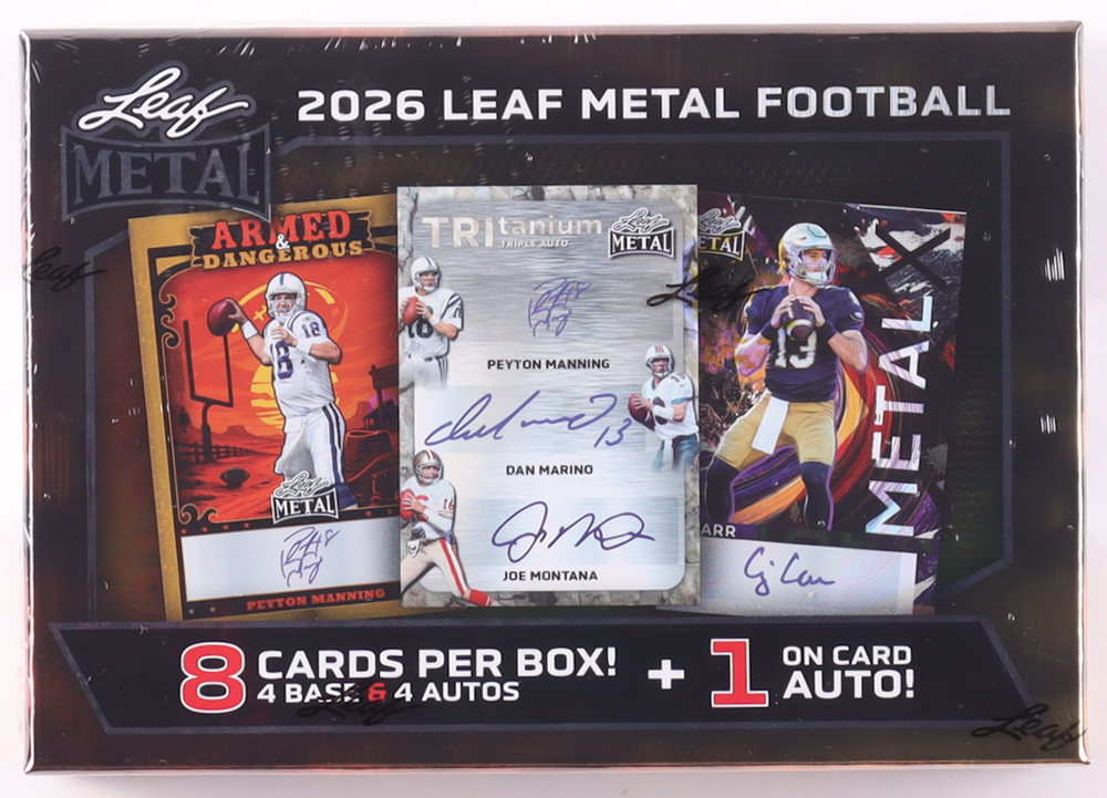 2026 Leaf Metal Football Hobby Box with (9) Cards at PristineAuction.com 2026 Leaf Metal Football Hobby Box with (9) Cards at PristineAuction.com