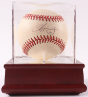 Chipper Jones Signed OML Baseball with Display Case (Mays & PSA) at PristineAuction.com