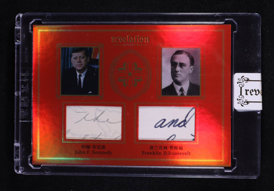 John F. Kennedy / Franklin D. Roosevelt 2025 Eternal Revelation Dual History Relics Red #NNO #19/25 at PristineAuction.com John F. Kennedy / Franklin D. Roosevelt 2025 Eternal Revelation Dual History Relics Red #NNO #19/25 at PristineAuction.com