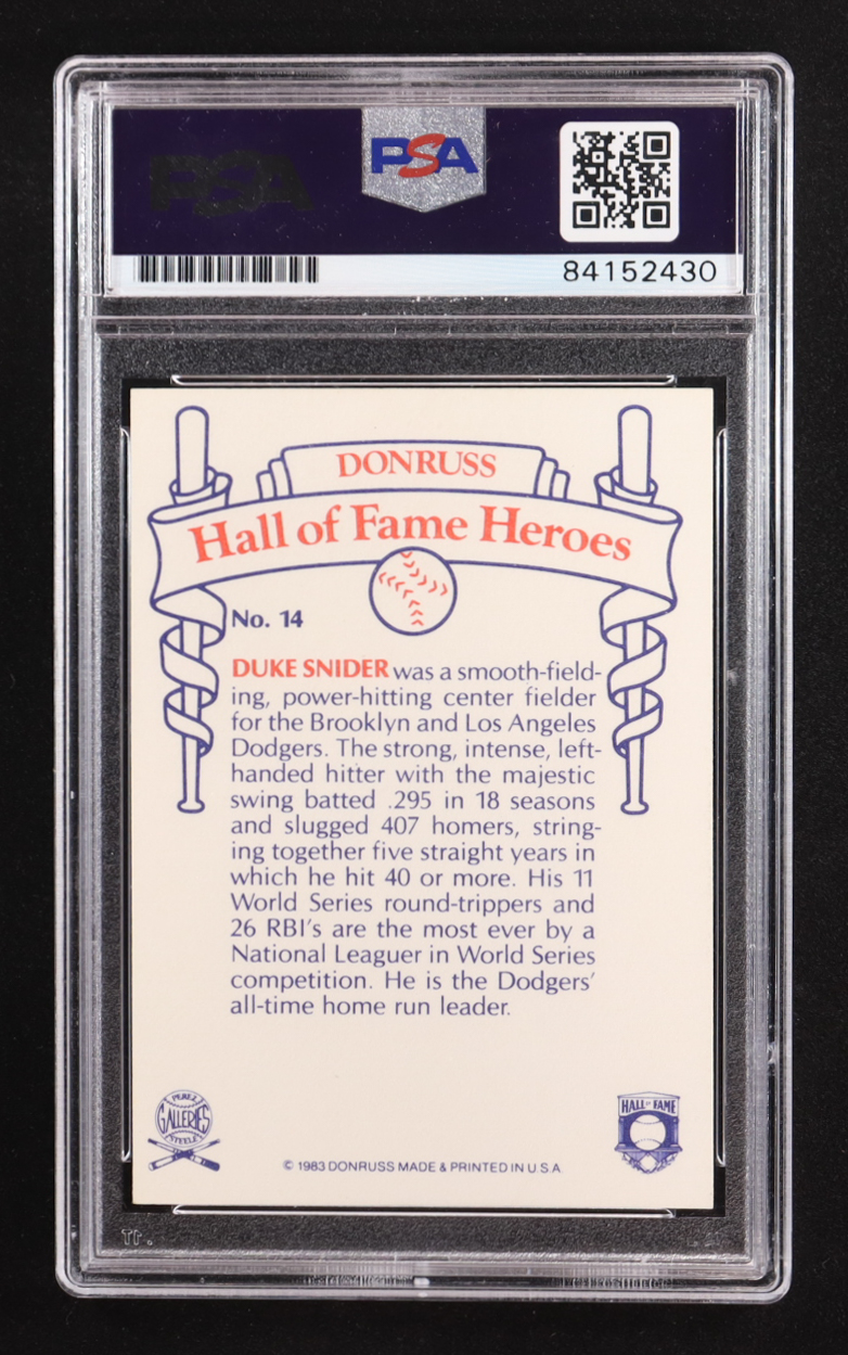 Duke Snider Signed 1983 Donruss HOF Heroes #14 (PSA | Autograph Graded Authentic) at PristineAuction.com Duke Snider Signed 1983 Donruss HOF Heroes #14 (PSA | Autograph Graded Authentic) at PristineAuction.com