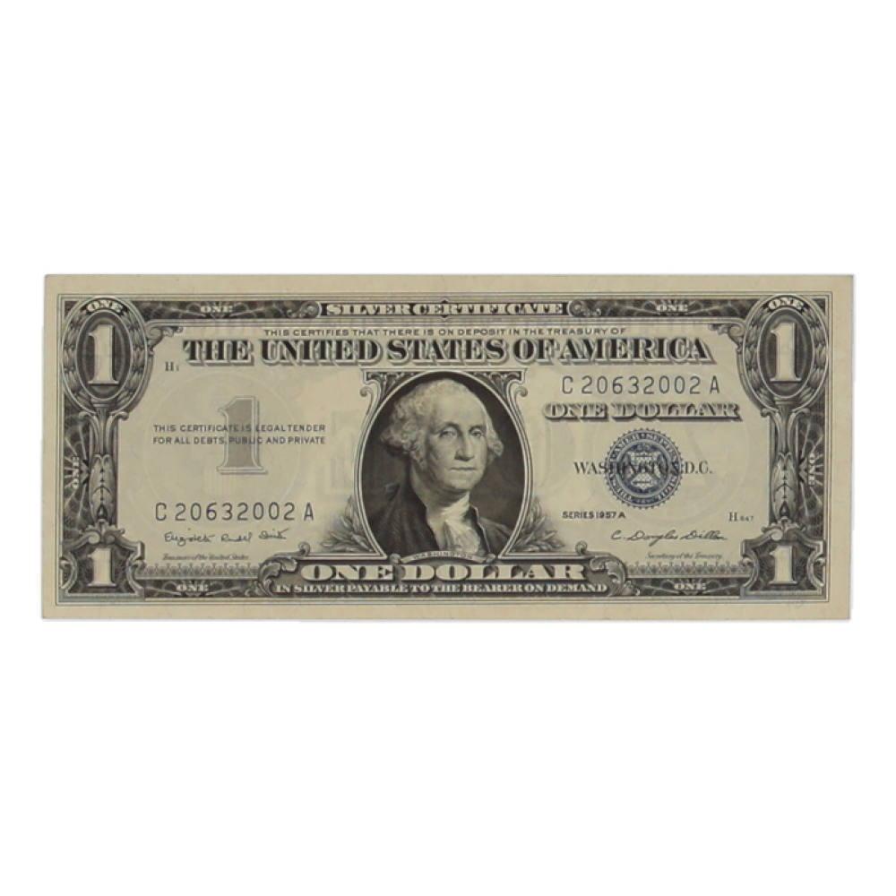 1957-A U.S. $1 Silver Certificate, Blue Seal Fr. 1620 Signed: Smith / Dillon at PristineAuction.com