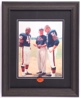 Gayle Sayers, Dick Butkus & George Halas Custom Framed Bears Photo Display with Bears Pin at PristineAuction.com