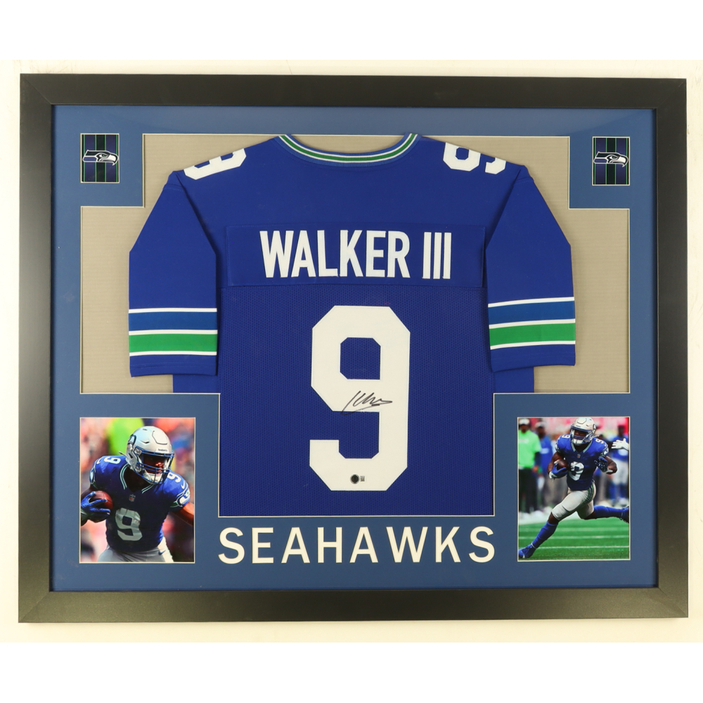Kenneth Walker III Signed Custom Framed Jersey (Beckett) at PristineAuction.com