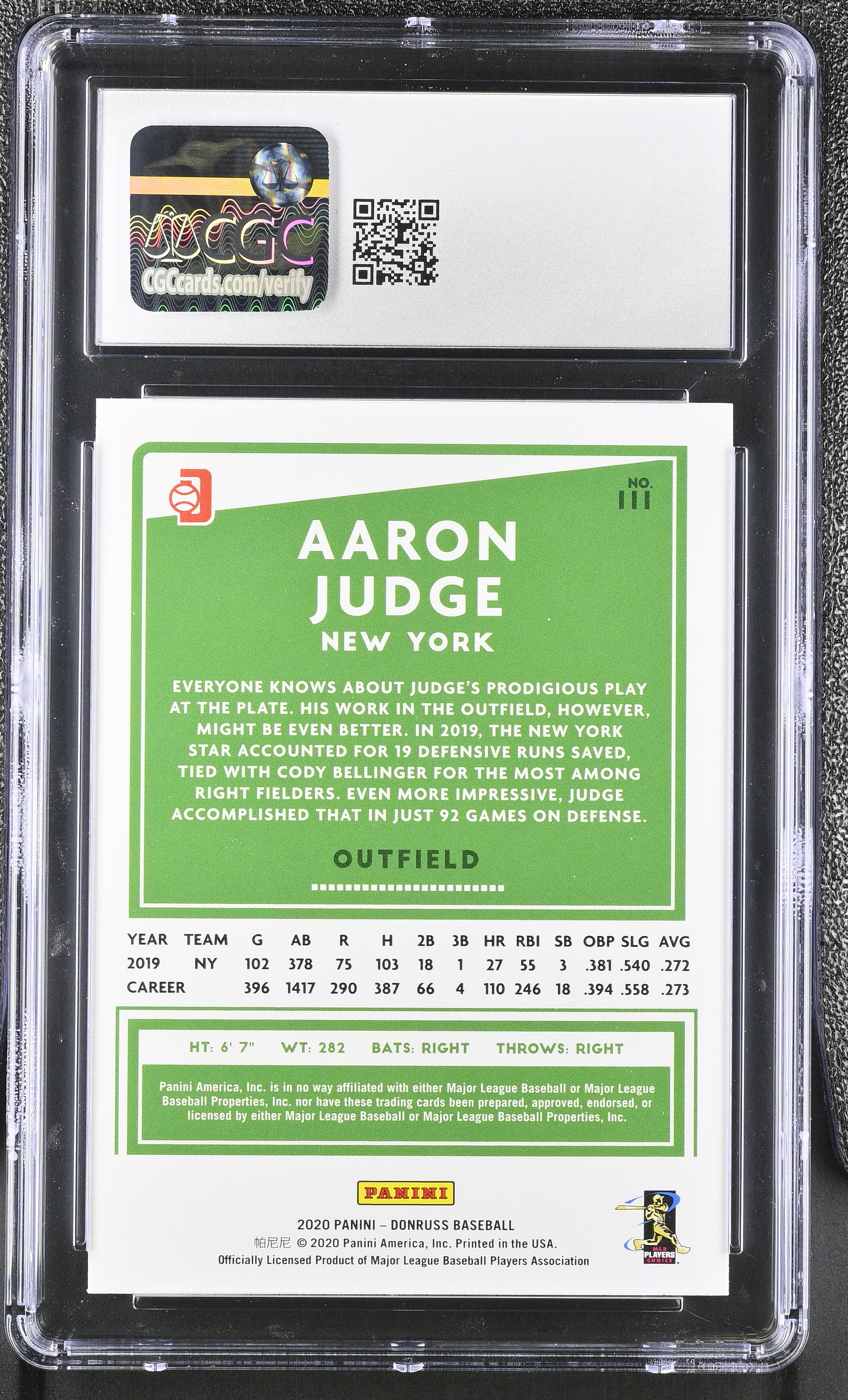 Aaron Judge 2020 Donruss Variation #111 (CGC 10) at PristineAuction.com Aaron Judge 2020 Donruss Variation #111 (CGC 10) at PristineAuction.com