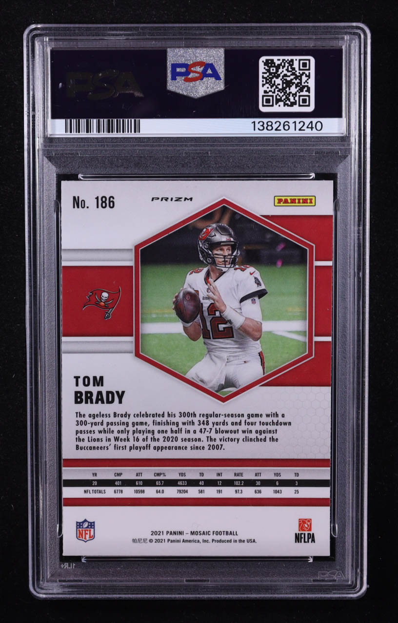 Tom Brady 2021 Panini Mosaic Silver #186 (PSA 9) at PristineAuction.com Tom Brady 2021 Panini Mosaic Silver #186 (PSA 9) at PristineAuction.com