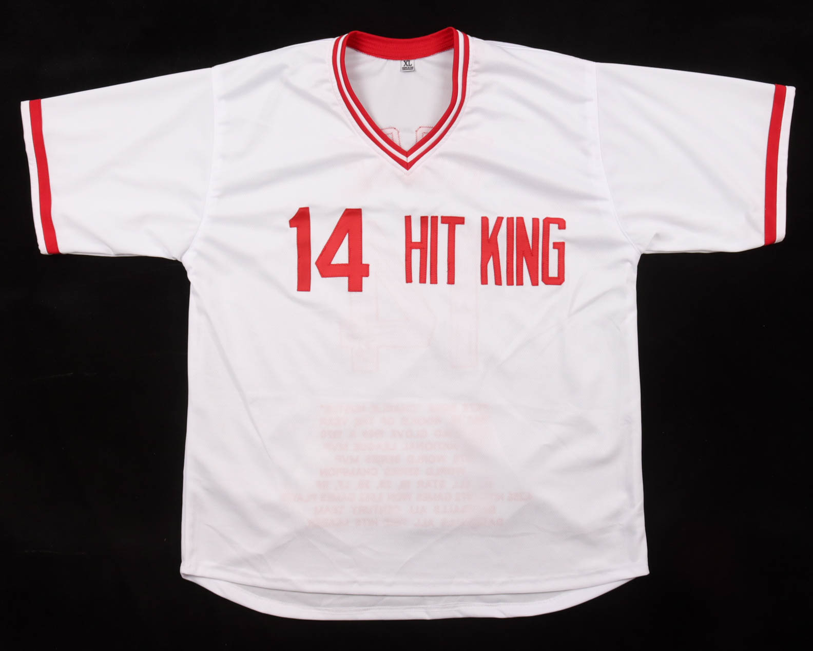 Pete Rose Signed Career Highlight Stat Jersey (Rose) at PristineAuction.com Pete Rose Signed Career Highlight Stat Jersey (Rose) at PristineAuction.com