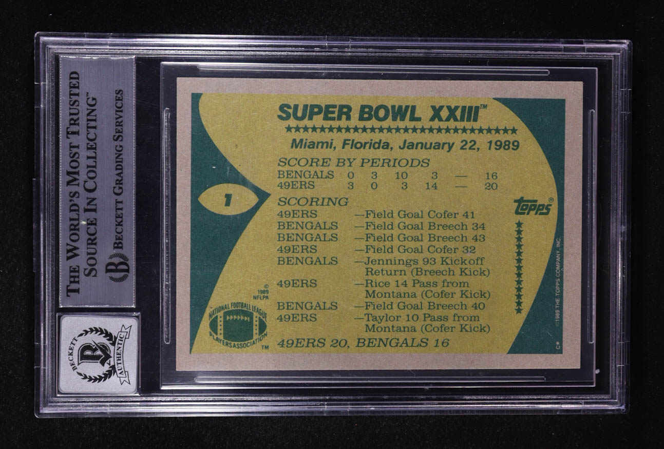 Joe Montana Signed 1989 Topps #1 Super Bowl XXIII (BGS) at PristineAuction.com Joe Montana Signed 1989 Topps #1 Super Bowl XXIII (BGS) at PristineAuction.com
