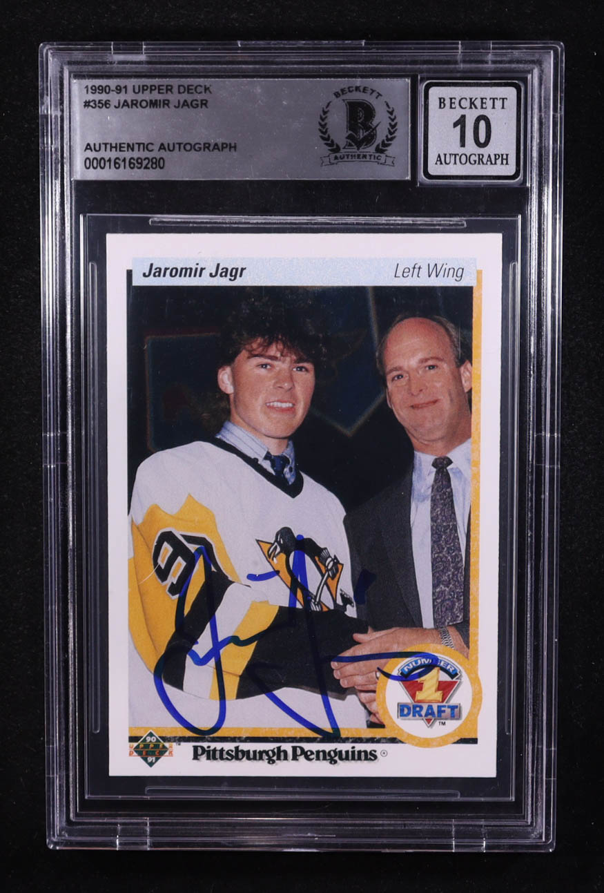 Jaromir Jagr Signed 1990-91 Upper Deck #356 RC (BGS) at PristineAuction.com Jaromir Jagr Signed 1990-91 Upper Deck #356 RC (BGS) at PristineAuction.com