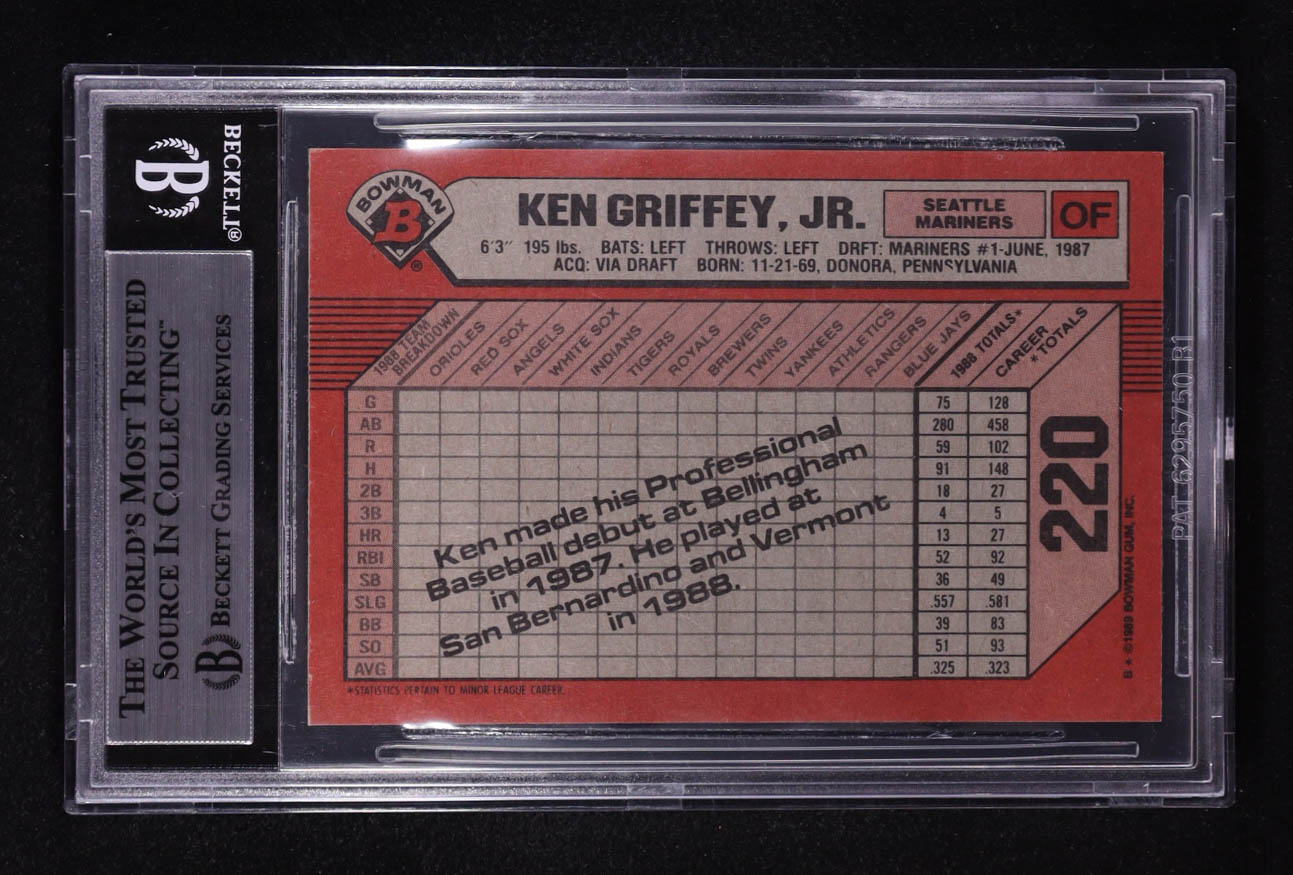 Ken Griffey Jr. Signed 1989 Bowman #220 RC (BGS) at PristineAuction.com Ken Griffey Jr. Signed 1989 Bowman #220 RC (BGS) at PristineAuction.com