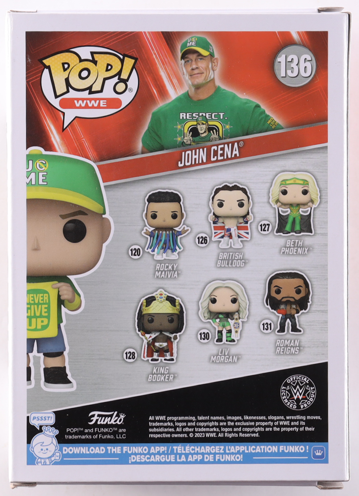 John Cena Signed WWE #136 Funko Pop! Vinyl Figure (Beckett) at PristineAuction.com John Cena Signed WWE #136 Funko Pop! Vinyl Figure (Beckett) at PristineAuction.com