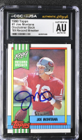 Joe Montana Signed 1990 Topps Disclaimer Back '89 Record Breaker #1 (CGC) at PristineAuction.com