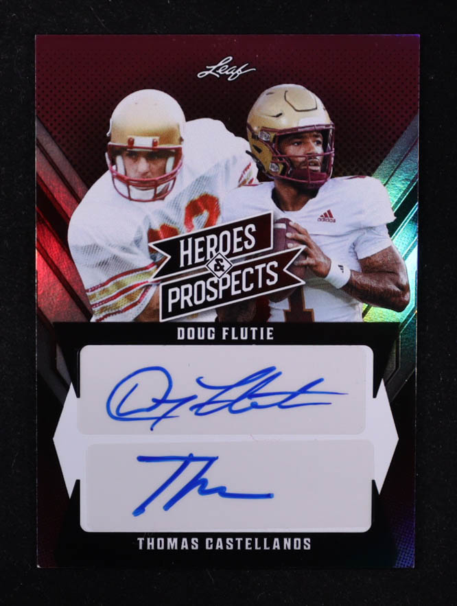 Doug Flutie / Thomas Castellanos 2024 Leaf Heroes & Prospects Autographs #AHP-2 at PristineAuction.com Doug Flutie / Thomas Castellanos 2024 Leaf Heroes & Prospects Autographs #AHP-2 at PristineAuction.com