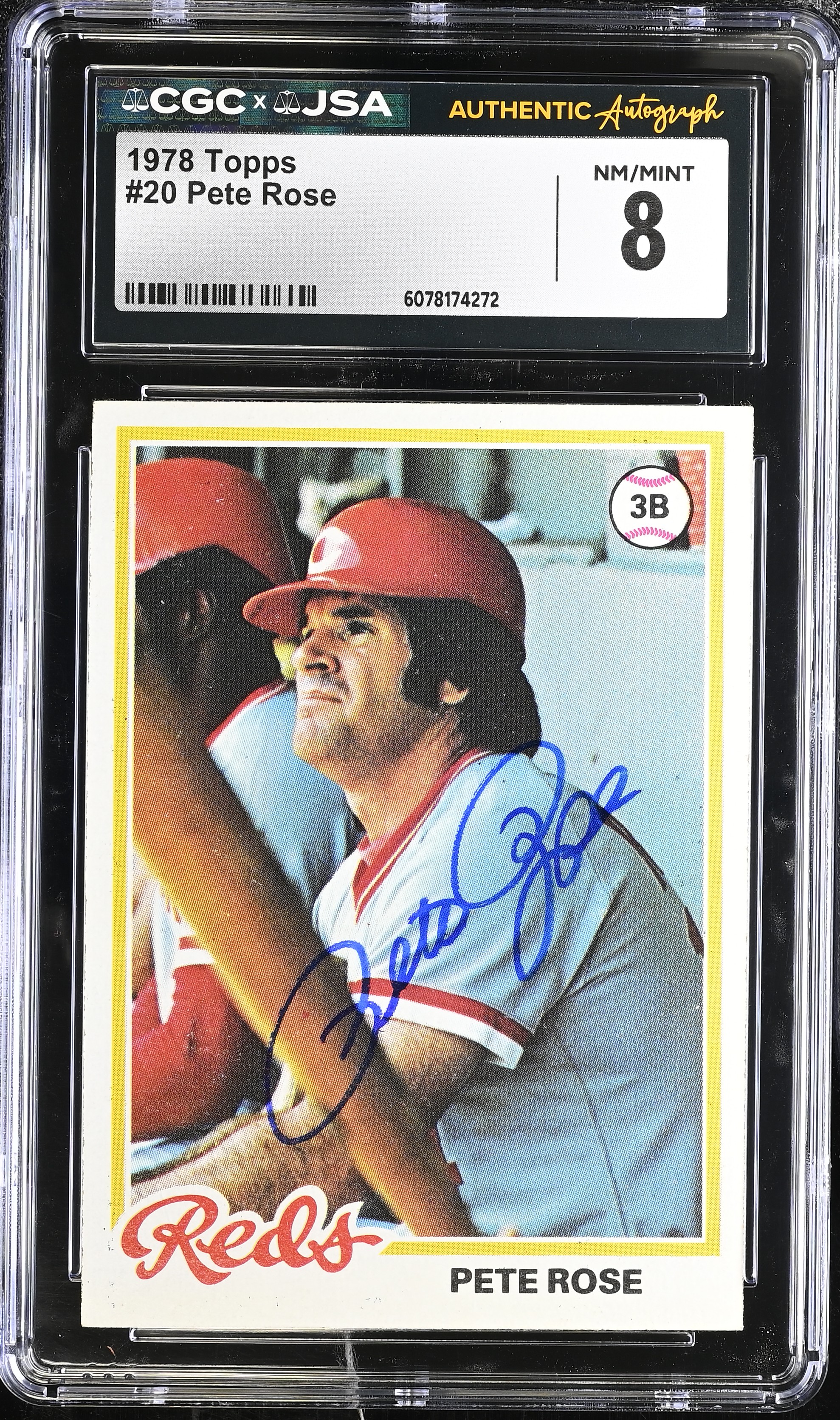 Pete Rose Signed 1978 Topps #20 (CGC 8) at PristineAuction.com Pete Rose Signed 1978 Topps #20 (CGC 8) at PristineAuction.com