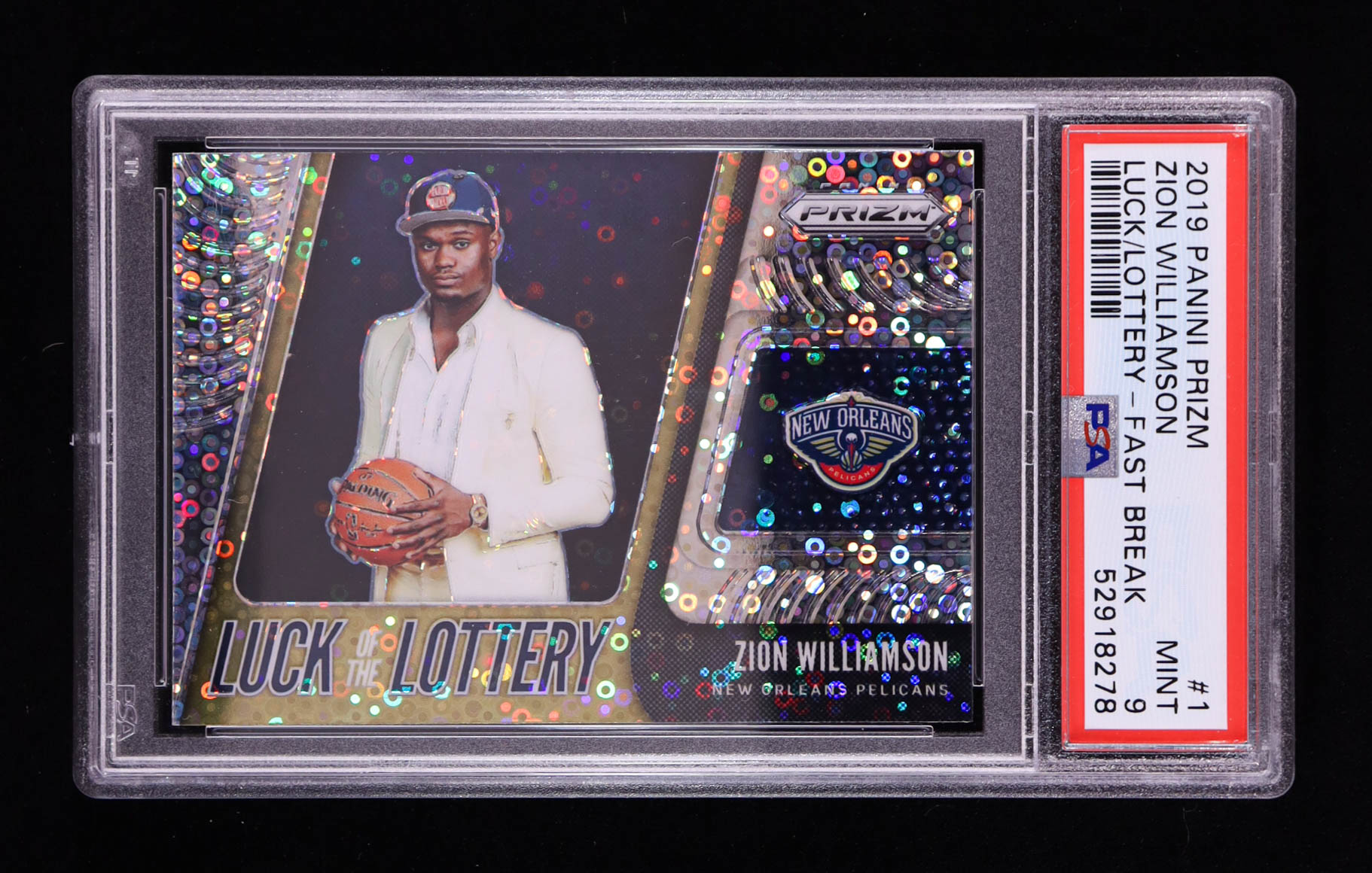 Zion Williamson 2019-20 Panini Prizm Luck of the Lottery Fast Break #1 RC (PSA 9) at PristineAuction.com Zion Williamson 2019-20 Panini Prizm Luck of the Lottery Fast Break #1 RC (PSA 9) at PristineAuction.com