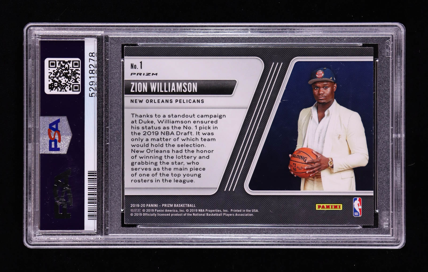 Zion Williamson 2019-20 Panini Prizm Luck of the Lottery Fast Break #1 RC (PSA 9) at PristineAuction.com Zion Williamson 2019-20 Panini Prizm Luck of the Lottery Fast Break #1 RC (PSA 9) at PristineAuction.com