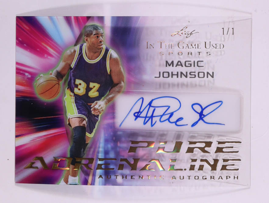 Magic Johnson 2025 Leaf ITG Used Sports Pure Adrenaline Auto #PA-MJ1 #1/1 at PristineAuction.com Magic Johnson 2025 Leaf ITG Used Sports Pure Adrenaline Auto #PA-MJ1 #1/1 at PristineAuction.com