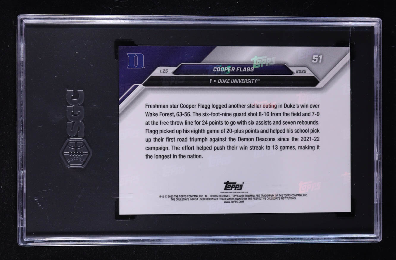 Cooper Flagg 2024-25 Bowman U Now #51 RC (SGC 10) at PristineAuction.com Cooper Flagg 2024-25 Bowman U Now #51 RC (SGC 10) at PristineAuction.com