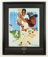 Willie Mays Signed LE Custom Framed Ron Lewis Art Print Display With Vintage Pewter Hall of Fame Emblem (JSA) at PristineAuction.com