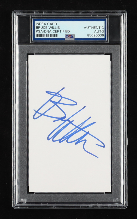 Bruce Willis Signed Index Card (PSA) at PristineAuction.com Bruce Willis Signed Index Card (PSA) at PristineAuction.com